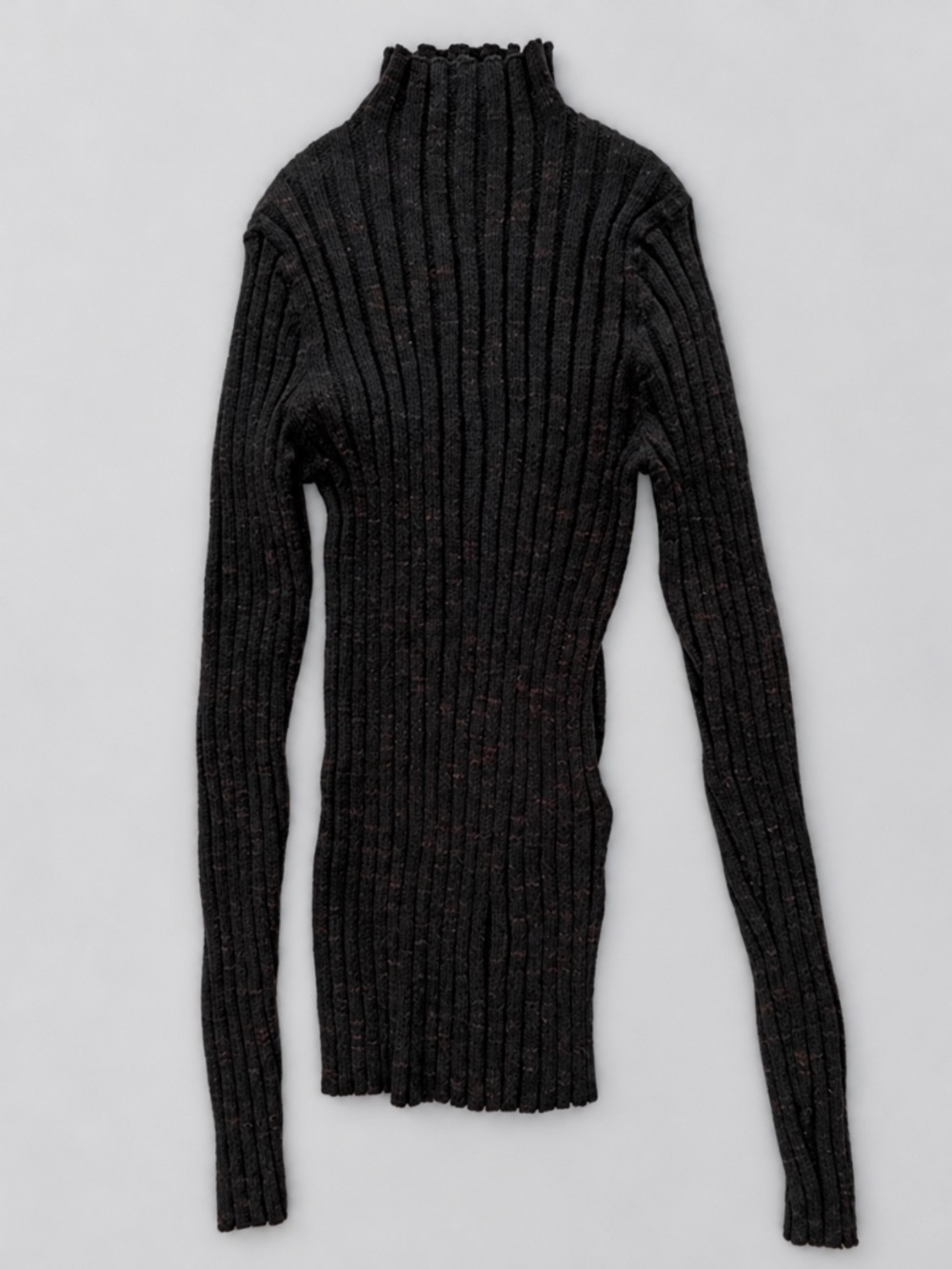TopShop Black Ribbed Mock Neck Long Sleeve Top Size 8-10